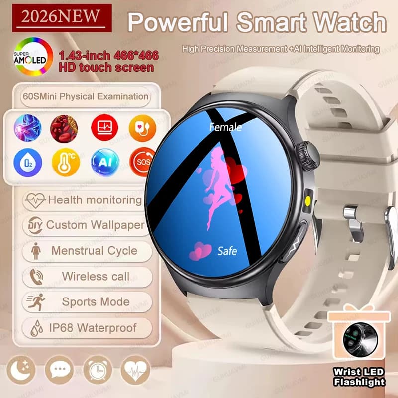 Nuovo Smartwatch 2026 per il Controllo della Salute con Misurazione Precisa di ECG, Acido Urico, Lipidi nel Sangue e Pressione Sanguigna, Chiamate HD