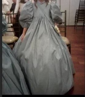 Abito da ragazza di fiore in raso per matrimonio collo alto lunghezza pavimento maniche a 3/4 gonfio abiti da ballo per prima comunione di compleanno per bambini