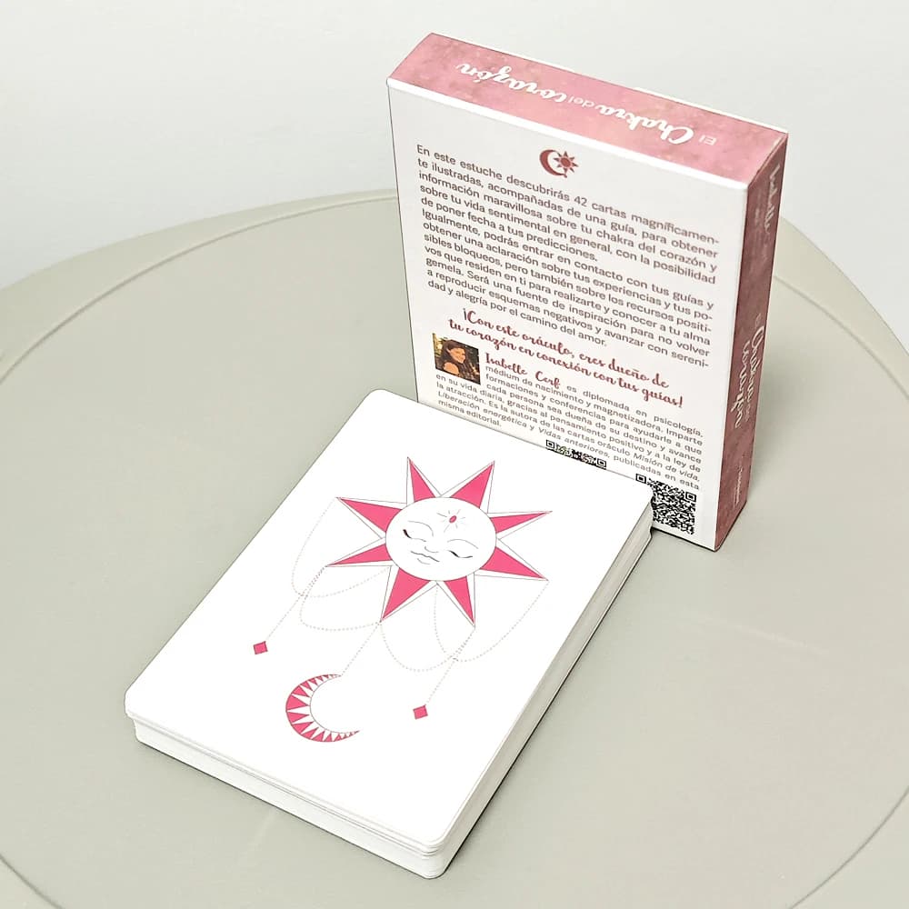 10,5 * 7,5 cm in lingua spagnola Romantico amore Oracle Deck 42 pezzi di carte Oracle Chakra a cuore