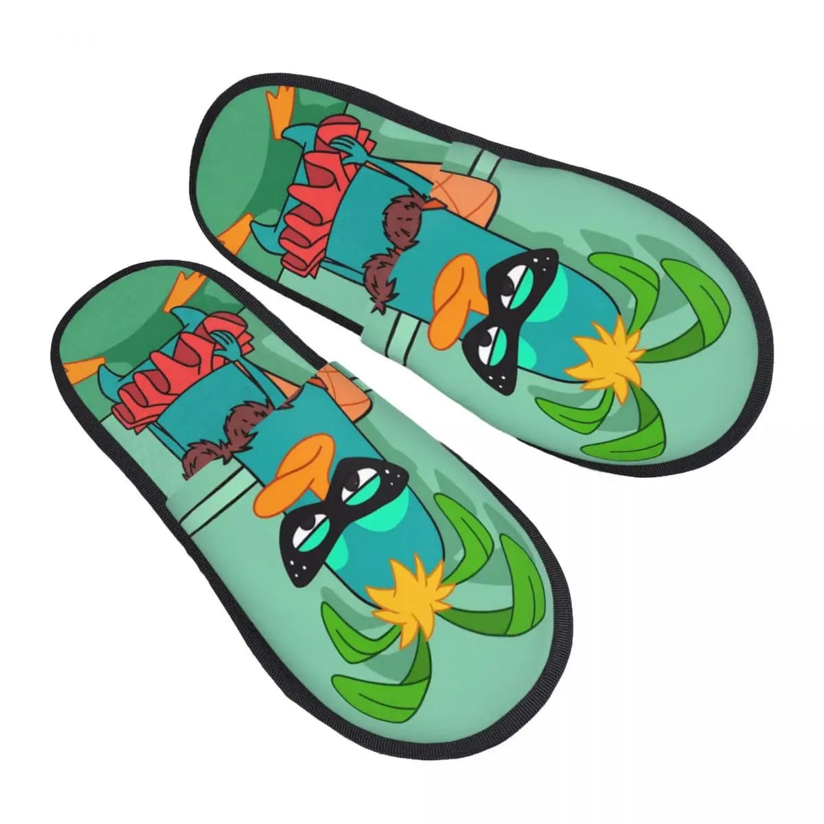 Perry The Platypus Slippers Living room Kawai Duck Soft fur slippers for home Non-slip slides