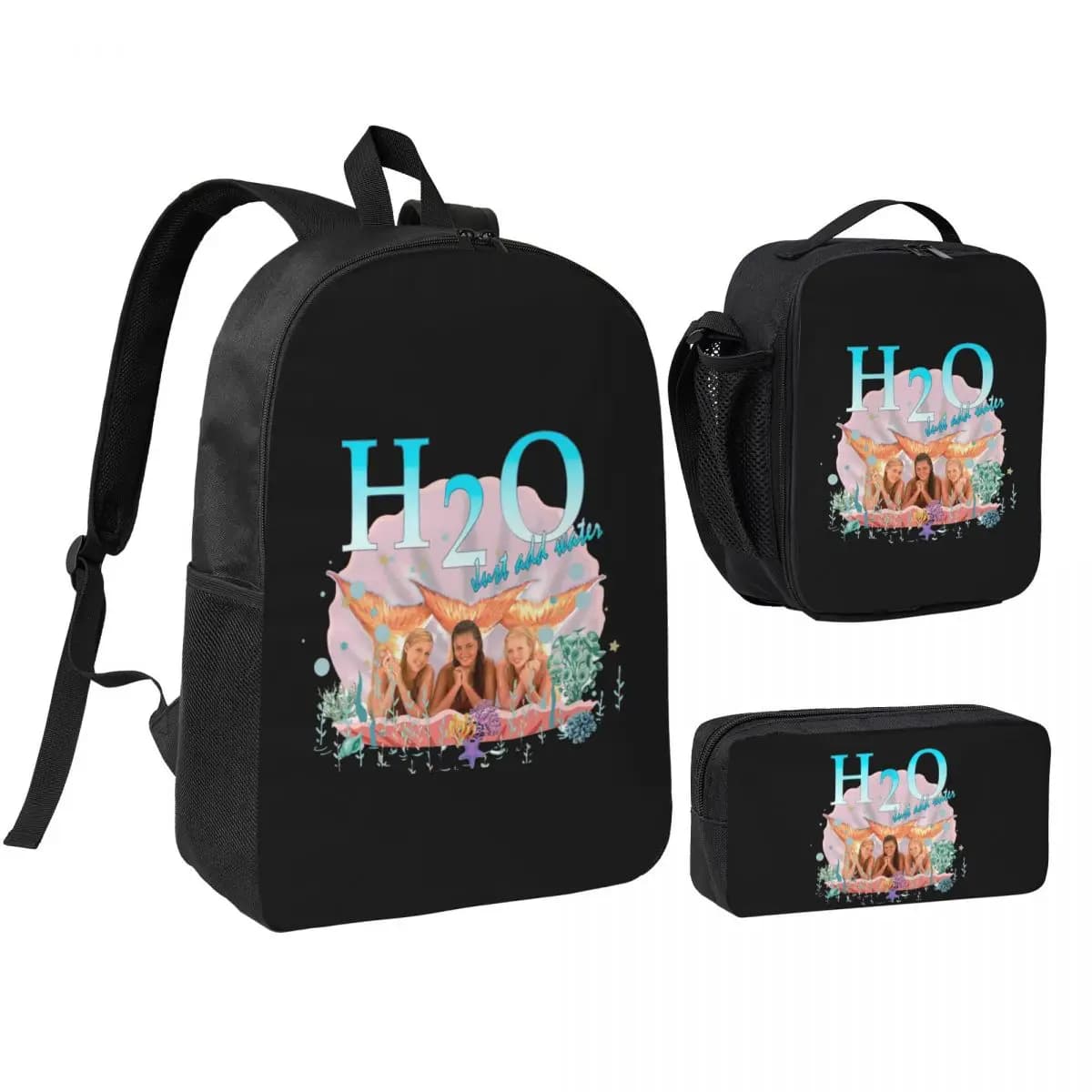 Zaino Premium H2O Just Add Water per Ragazzi e Ragazze, Borsa Scuola, Borse a Tracolla, Set 3 Pezzi con Borsa Termica per Pranzo e Astuccio