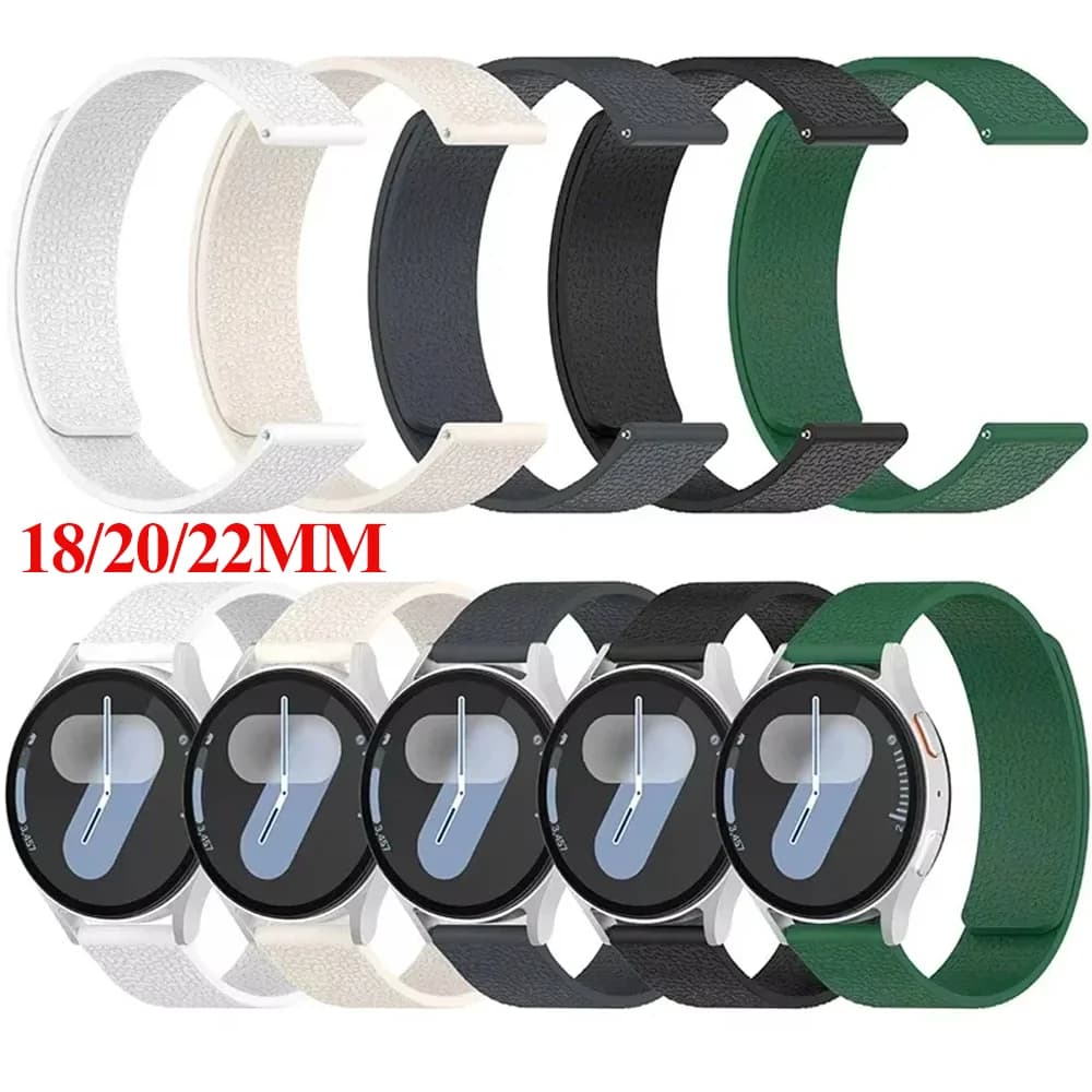 18mm 20mm 22mm Magnetic Loop Strap For Samsung Galaxy Watch 7/6/5/4 Classic Silicone Lychee pattern Bracelet HUAWEI GT3-4-5 Band