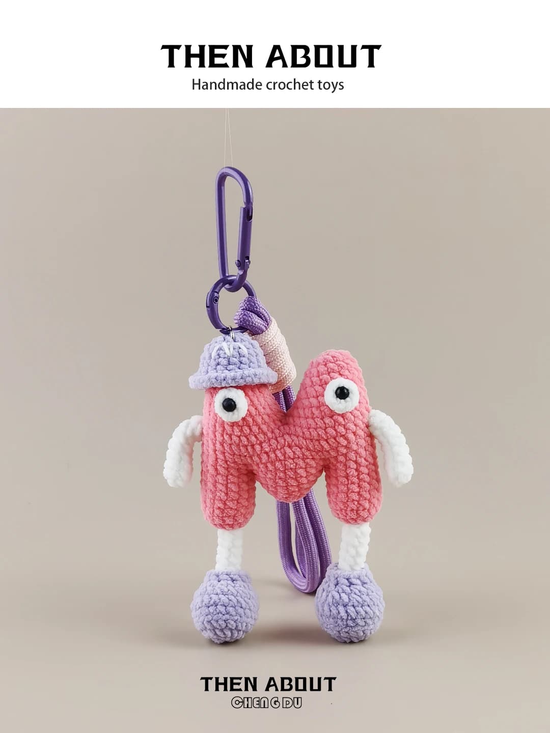 Handmade Crochet Fun English Letter M Bag Pendant Backpack School Bag Hanging Decoration Gift