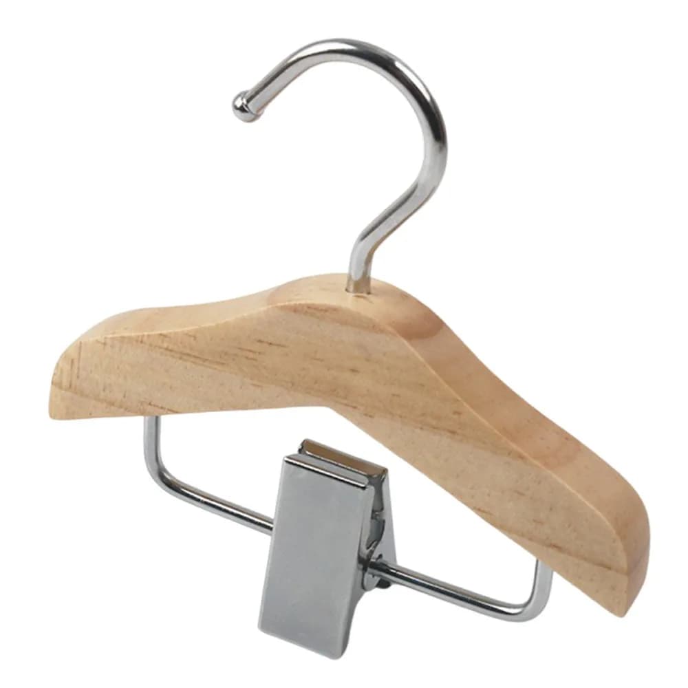 New Solid Wood Kids Hanger with Clip Anti Slip Mini Hanger Pet Clothes Hook