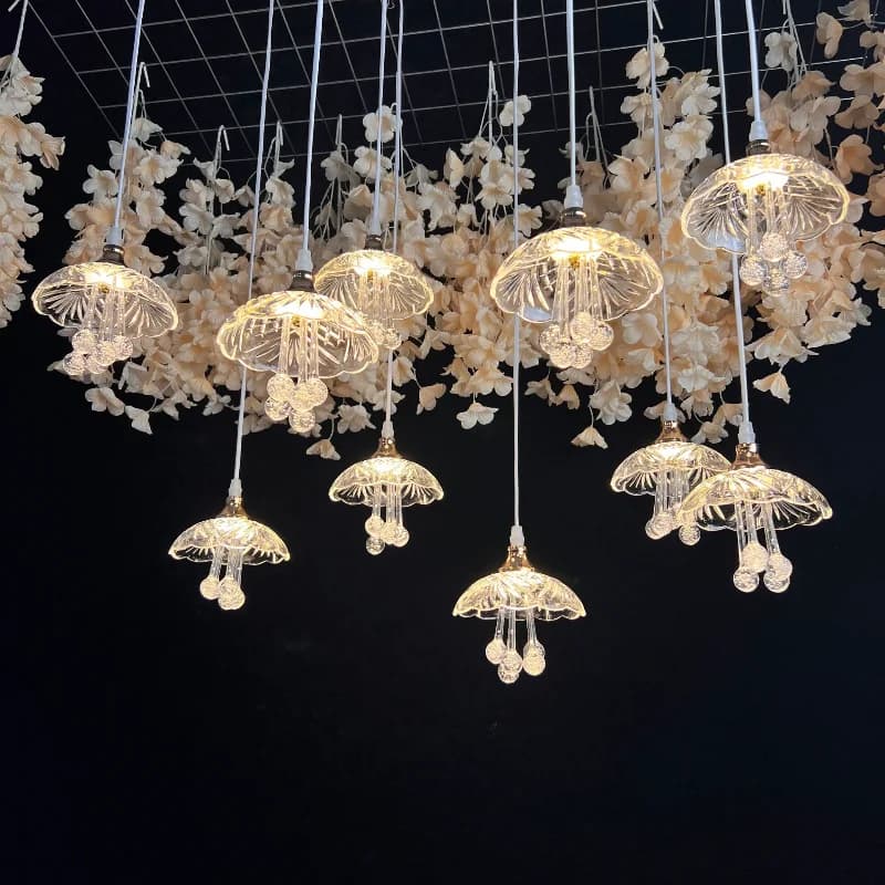 Decorazione di nozze lampadario acrilico luminoso medusa nucleo luce stringa pendente decorazione morbida disposizione atmosfera festival