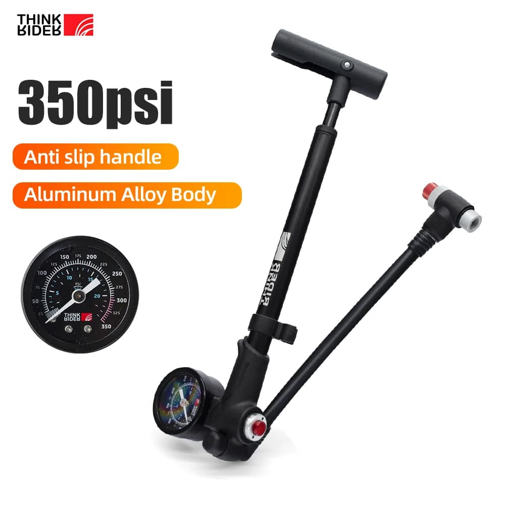 ThinkRider Pompa d'aria portatile per bici ad alta pressione 350psi con manometro per forcella e sospensione posteriore Ammortizzatore per bicicletta da montagna