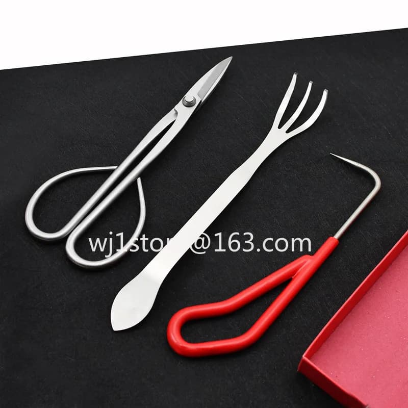 Stainless steel bonsai shears gardening pruning flower arrangement shearing small branches and leaves shearing roots hook bear