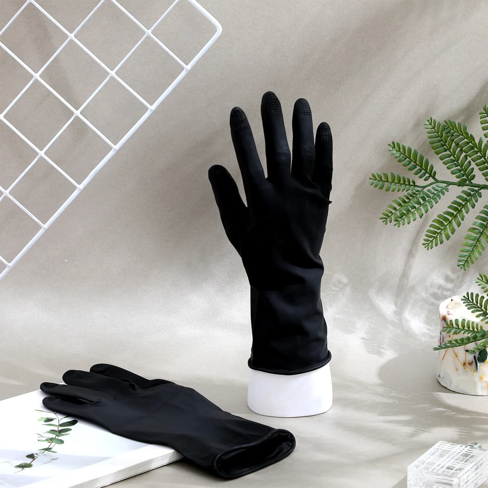 10 Pezzi Guanti Neri Riutilizzabili Resistenti al Calore per Salone, Alimenti, Trattamenti, Styling e Lavaggio Piatti