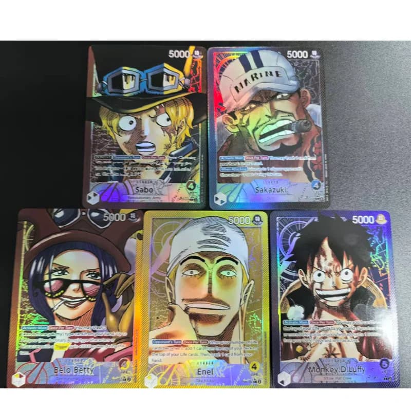 Carte da Collezione Anime One Piece Versione Inglese OP05: Sabo, Sakazuki, Enel, Monkey D. Luffy, Belo, Betty - Gioco di Carte Fai-da-Te
