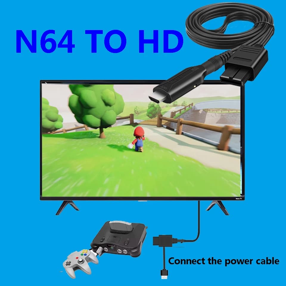 HD N64 Converter to HDMI HD connection cable for N64/GameCube/SNES Plug and Play 1080P compatible with Nintendo 64 to HDMI