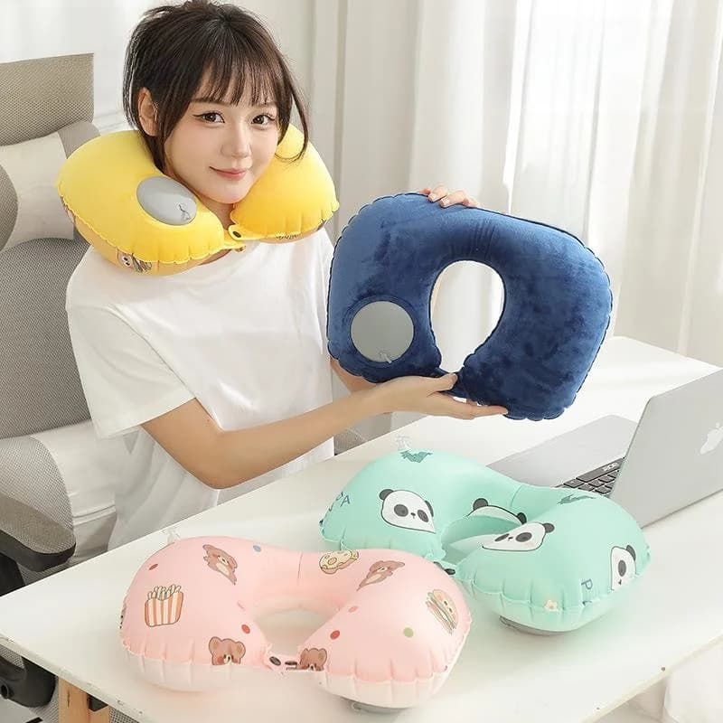 Cuscino Gonfiabile a U per Viaggio, Supporto per il Collo, Tessuto Doppio Freddo e Caldo, Compressibile, Portatile, Cuscino di Supporto per Ufficio