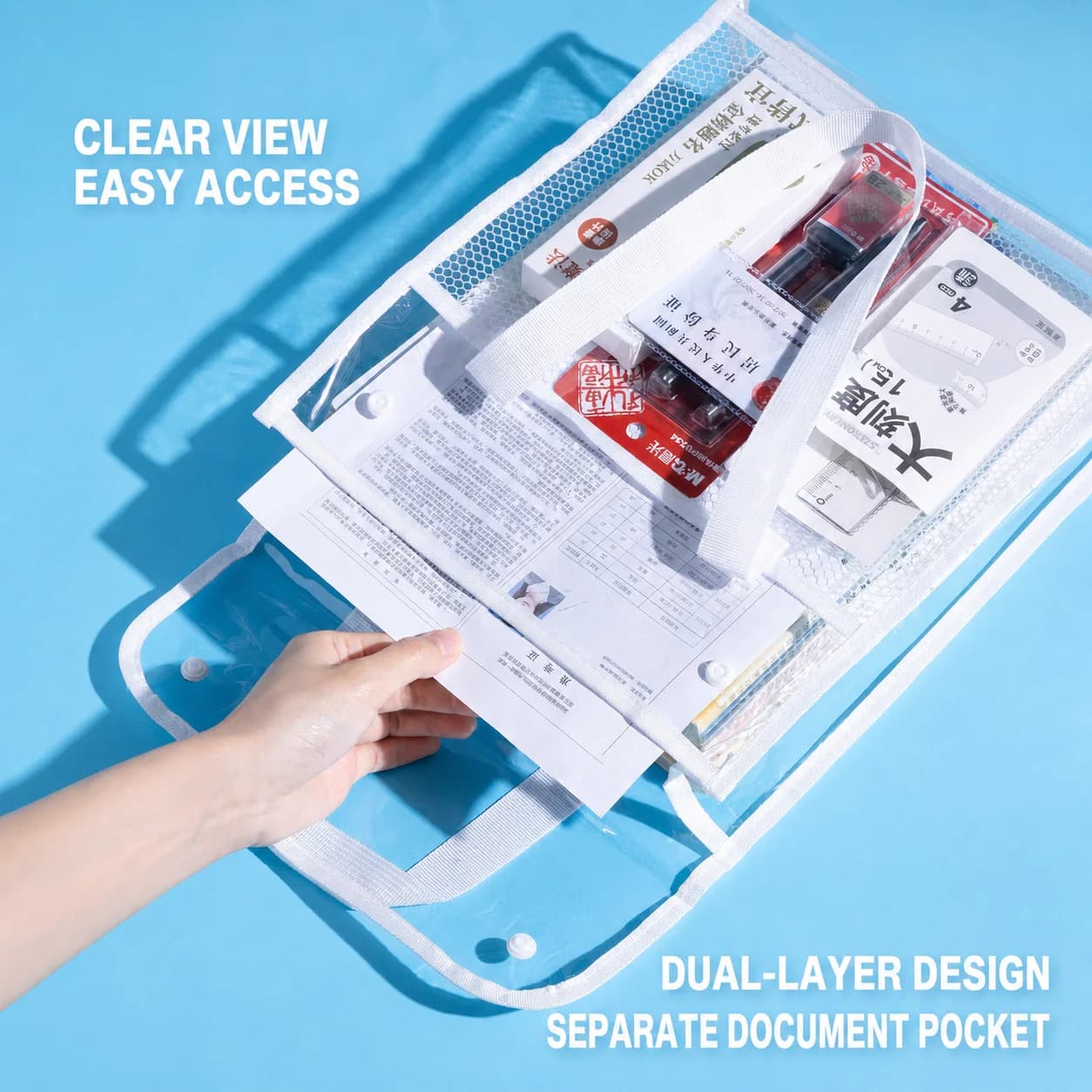 File Pocket Self-Adhesive Paper Organizer File Bag Large Capacity File Folder For Travel Student Work