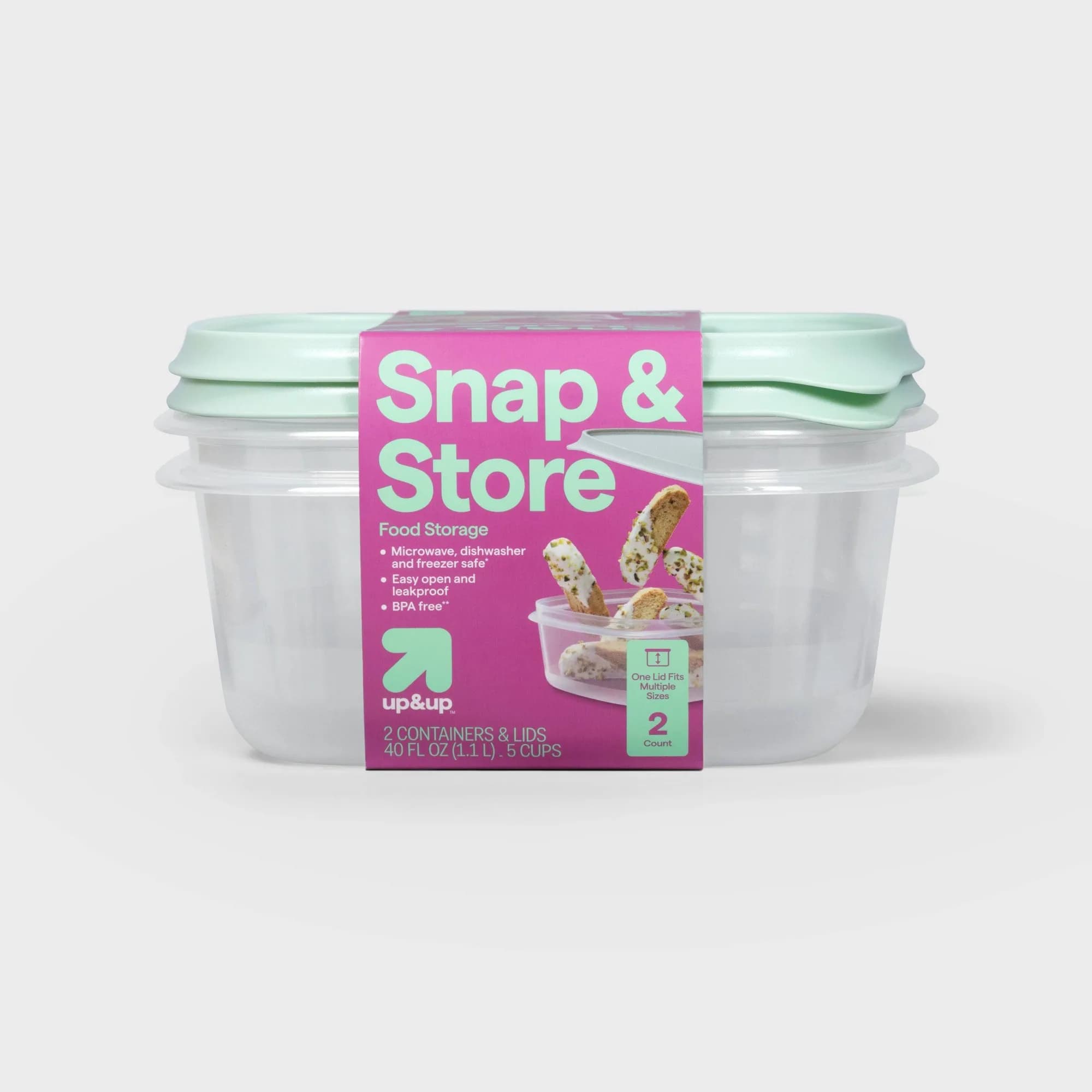 2ct Deep Square Food Storage Containers With Snap Lids, Leak Resistant Clear Plastic For Meal Prep And Leftovers