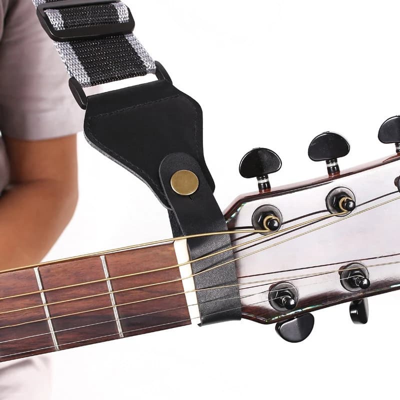 1Pc cinturino per chitarra folk fibbia cintura in pelle tracolla per chitarra supporto di blocco sicuro per accessori per parti di basso classico Ukulele