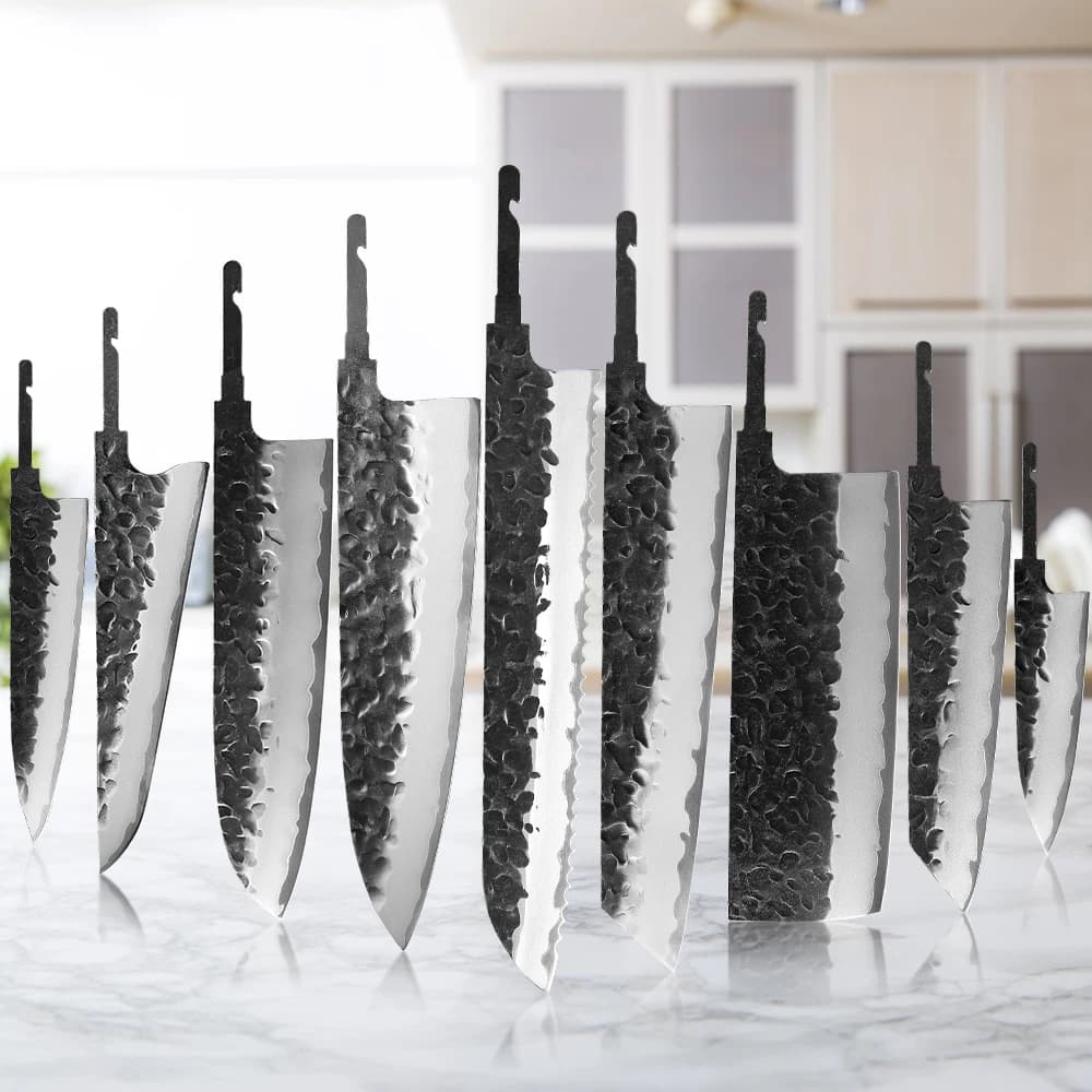 F.YOUNG DIY Lama Grezza per Coltello da Chef Giapponese in Acciaio Composito, Full Tang, Forgiata a Mano, Bordi Affilati, Strumenti per la Realizzazione