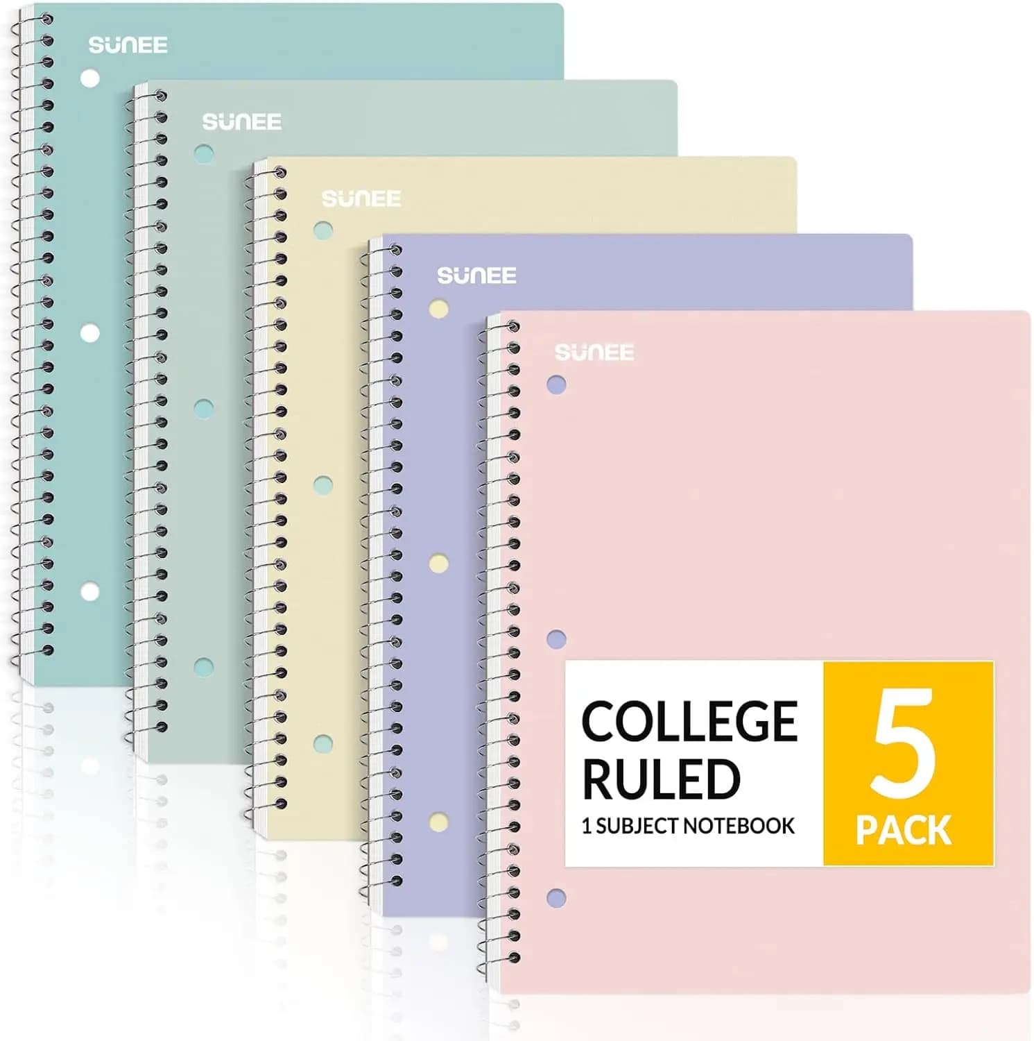 Quaderni a Spirale, Pack of 5, Paper to Rows, 20x27 cm, 70 Sheets Each, Perforation to 3 Holes, Multicolor for School and Work