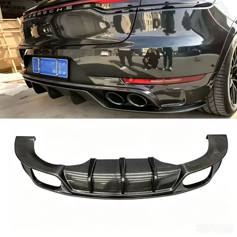 Real Carbon Fiber Car Rear Bumper Lip Diffuser Spoiler Car Body Kit For Porsche Macan 95B.1 95B.2 2017-2022
