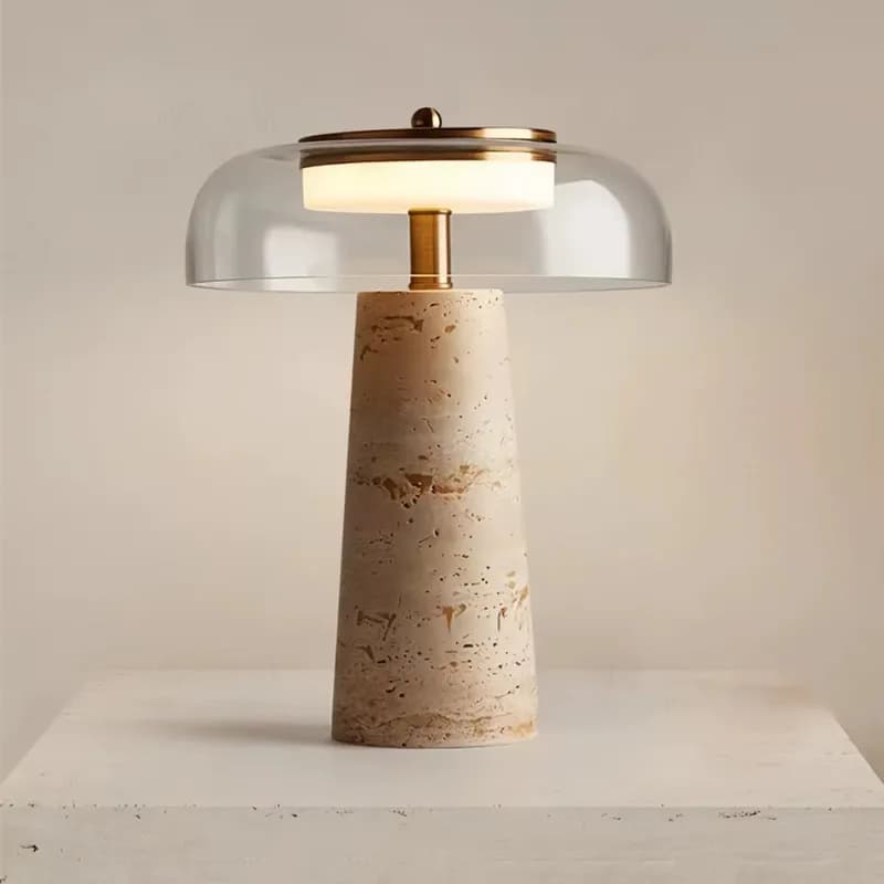 Nordic minimalist yellow travertine glass desk lamp light luxury premium bedroom study bedside office atmosphere desk lamp
