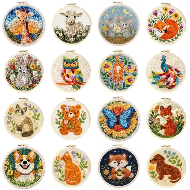 20x20cm Scenery Punch Needle Embroidery Starter Kit for Adults DIY kit Punch Embroidery Kits Relaxing Craft Gift for Home Decor