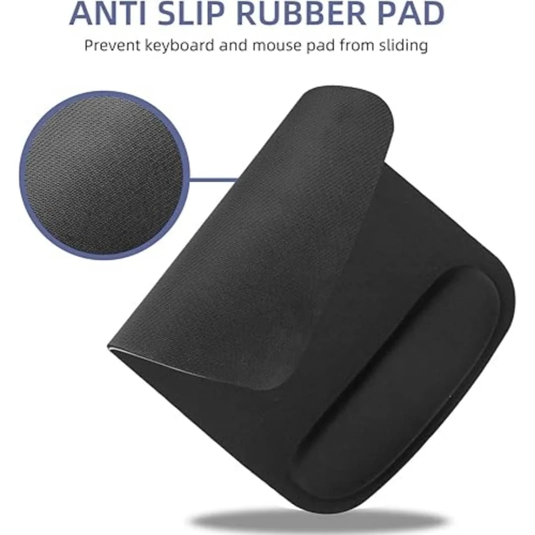 Tappetino per mouse ergonomico nero con poggiapolsi - Morbida schiuma memory, superficie liscia e resistente, perfetto per casa, ufficio e gaming