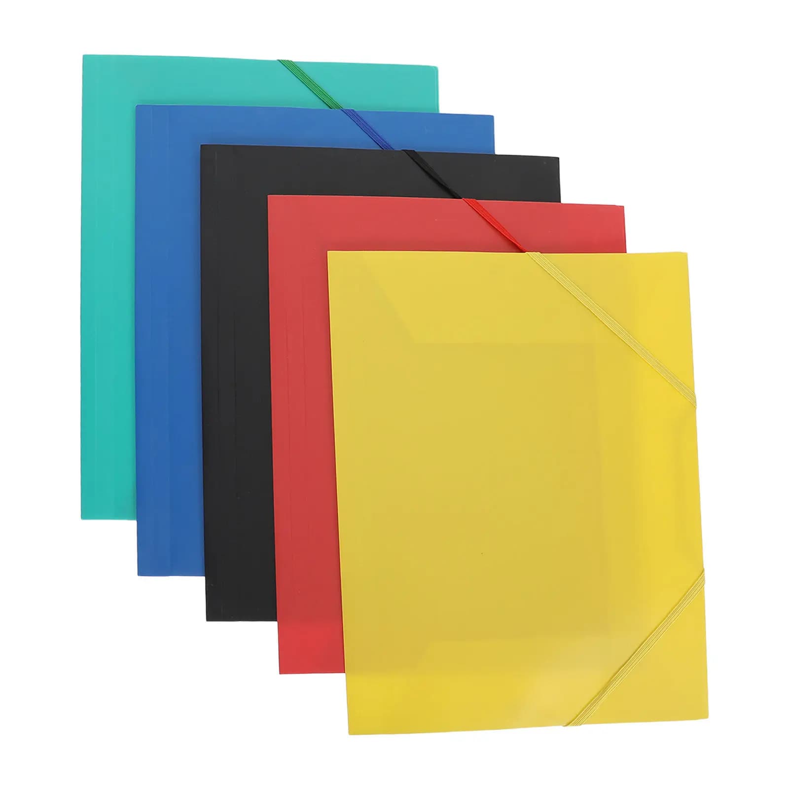 5Pcs Elastic Band Document Folder A4 Plastic File Organizer Tear-Resistant Folding Portable Compact Travel School Office