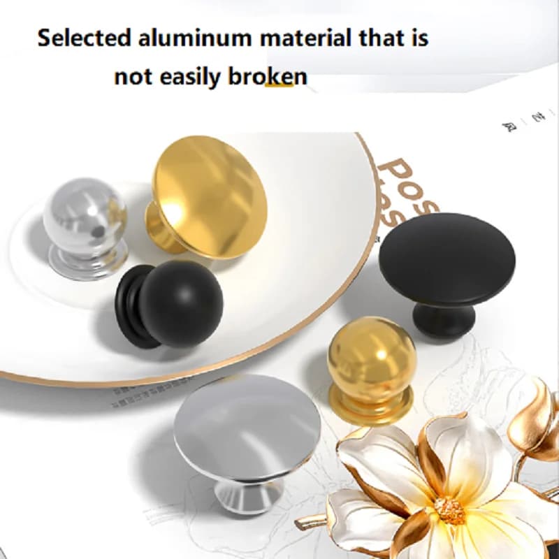 Single Hole Aluminum Alloy Cabinet Knobs Round Drawer Pull Handles Wardrobe Cupboard Door Knobs Furniture Single Hole Door Handl