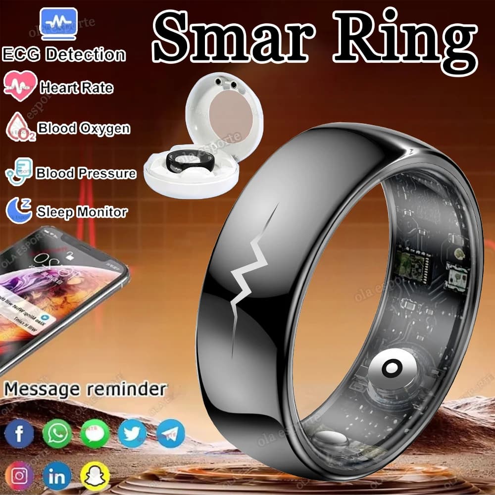 2025 New Smart Ring ECG/ Blood Pressure Monitor for Health and Sleep Multiple Sports Mode 5ATM Fitness Tracker for Men Woman Smartring