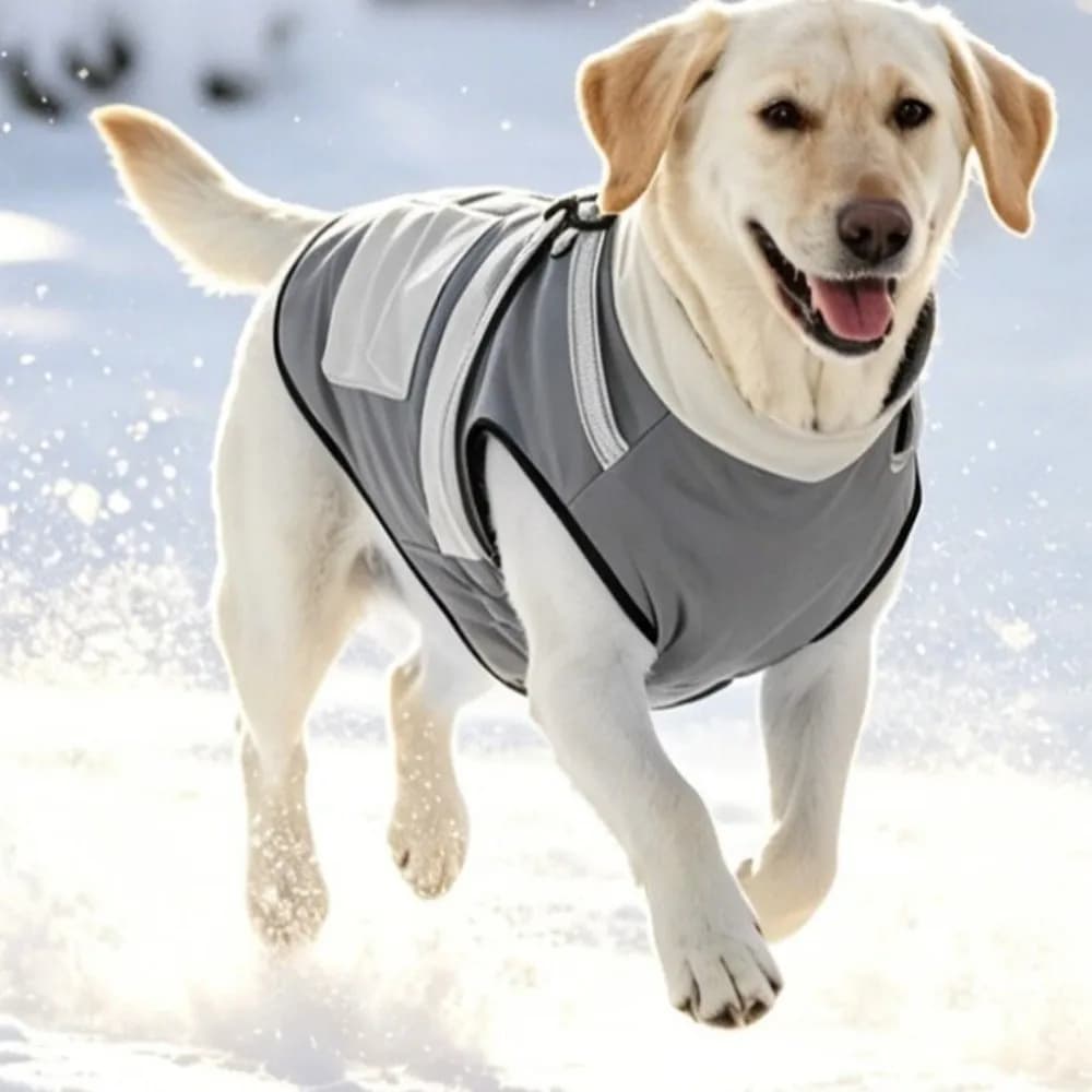 Windproof High Collar Dog Jacket Waterproof with Harness Winter Dog Coat with Pocket Warm Dog Vest Jacket Outdoor Activities