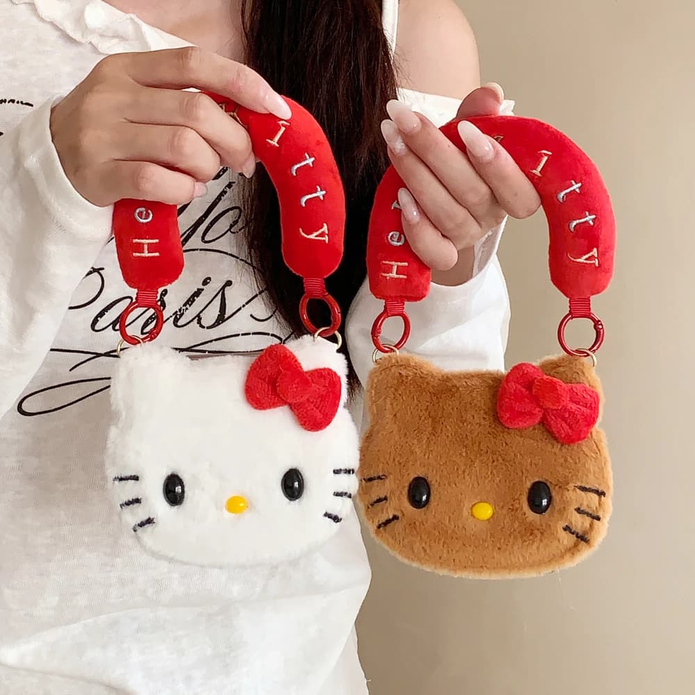 Custodia per telefono tascabile con portafoglio per carte Sanrio Hello Kitty simpatico cartone animato per Samsung Galaxy Z Flip 7 6 5 4 3 copertura morbida in peluche invernale calda