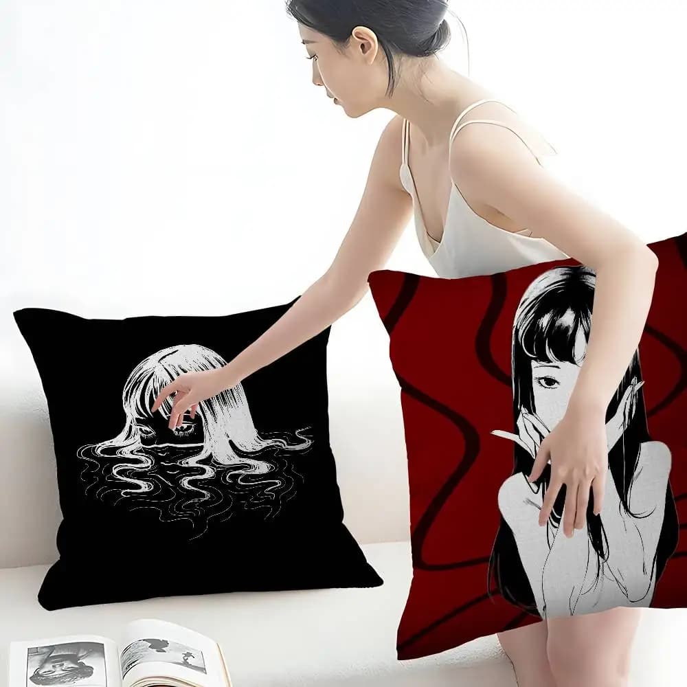 Junji Ito Kawakami Tomie Fodera per cuscino Cuscini per divano in poliestere Cuscini decorativi Decorazione per la casa Fodera per cuscino