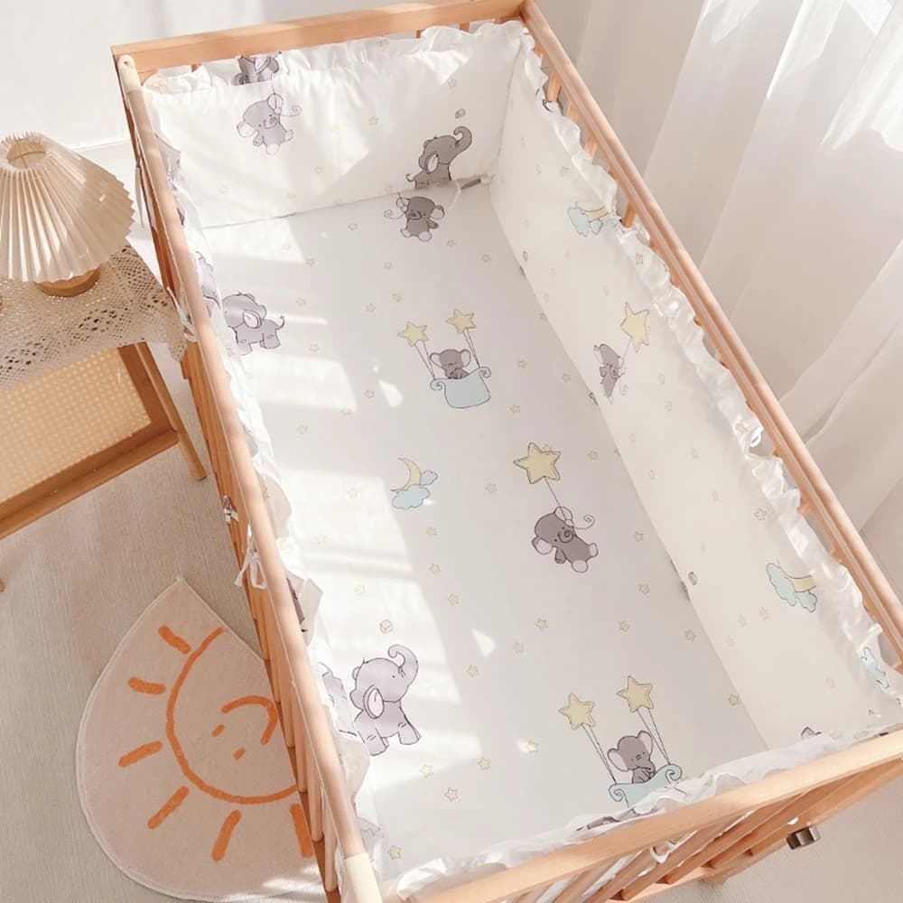 5 pezzi set biancheria da letto per culla set biancheria da letto per bambina per ragazze ragazzi biancheria da letto per la cameretta dei bambini decorazione (4 paraurti + lenzuolo)