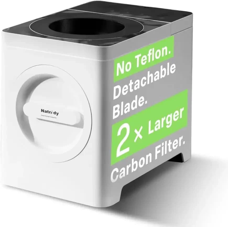 Electric Kitchen Composter | Indoor Food Waste Compost Bin for Kitchen Countertop | Odor-Free, 40dB Quiet, Industry-First Detach