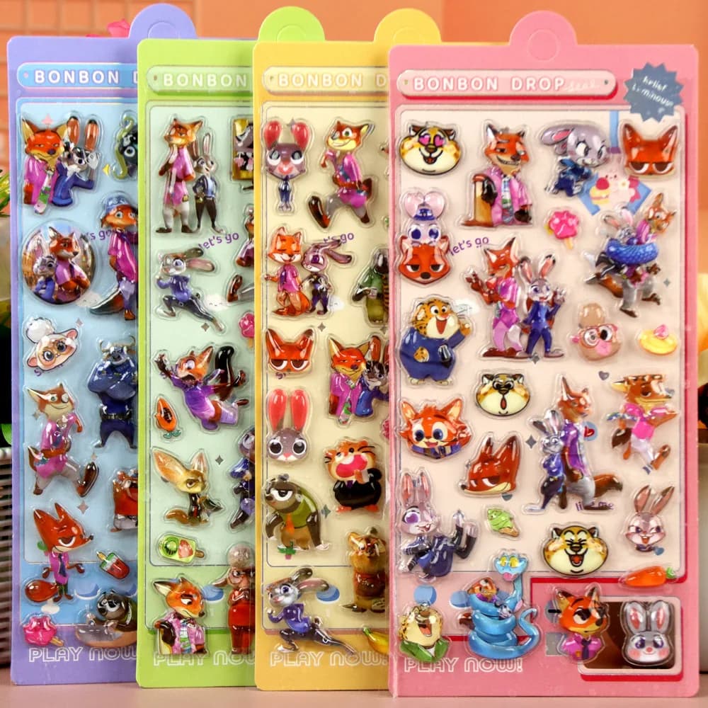 1/4pcs Cartoon Zootopia 3D Puffy Rilievo Adesivi Carino Judy Nick Anime Bubble Decalcomanie Del Computer Portatile Del Telefono Bagagli Diario adesivo Giocattolo
