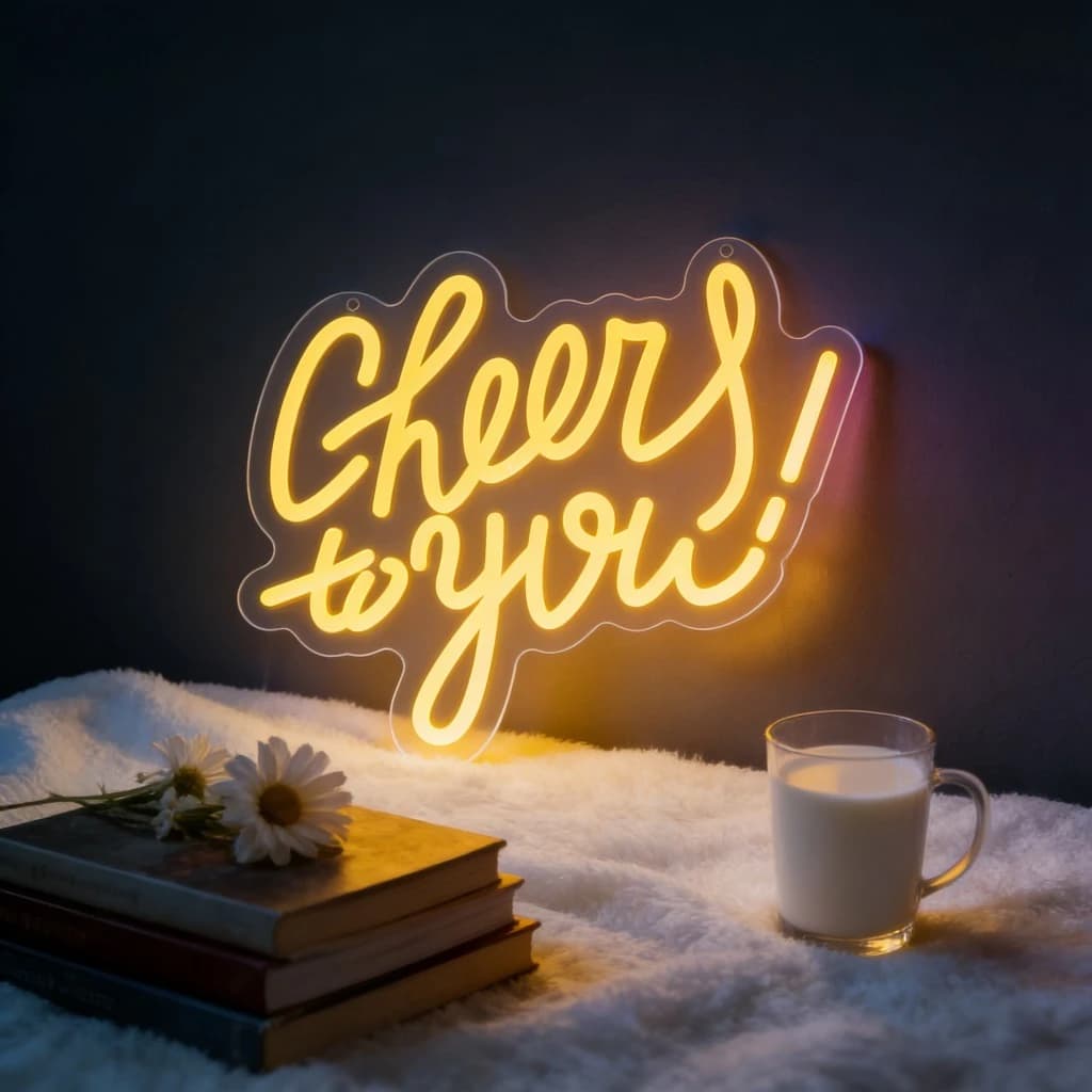 Insegna Luminosa al Neon 'CHEERS TO YOU' USB Dimmerabile LED per Camera da Letto, Soggiorno, Club, Bar, Man Cave, Regali per Feste, Decorazione Murale
