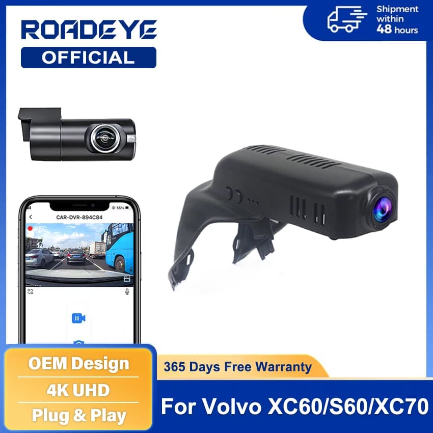 Per VOLVO XC60 V60 S60 XC70 Deluxe 2014-2017 Plug and Play 4K Dash Cam per Auto Videocamera Registratore Dashcam WIFI Auto Dvr Registrazione Ac