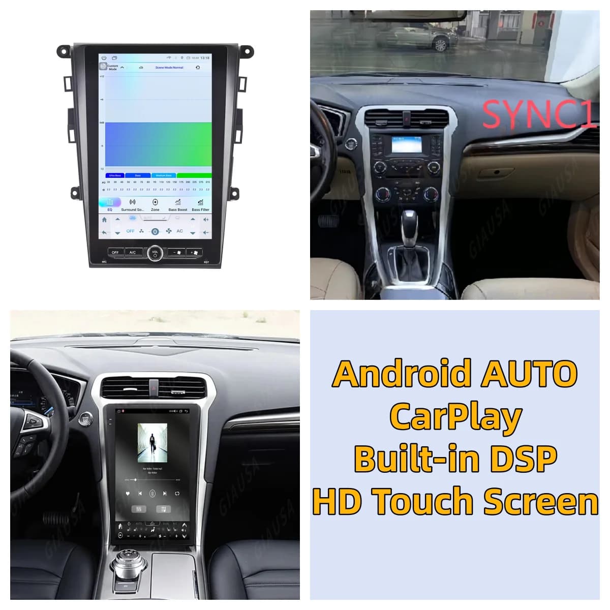 R 13.6 " Car Radio Carplay For Ford Mondeo Fusion MK5 MK6 2013-2021 SYNC1 SYNC2 SYNC3 Android 13 Multimedia Player GPS Head Unit