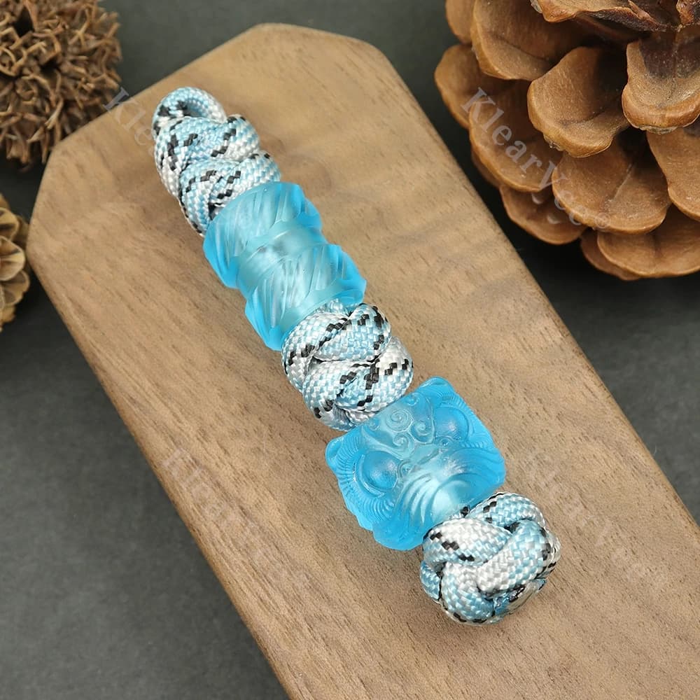 Ciondolo rifinito intrecciato a mano in resina EDC Paracord Coltello Ciondolo appeso Portachiavi fai da te Ornamento per zaino