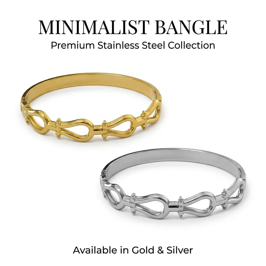 JP One elegant gold color bracelet, stainless steel rigid bracelet with horseshoe design, luxury women's jewelry (internal diameter 60 mm)