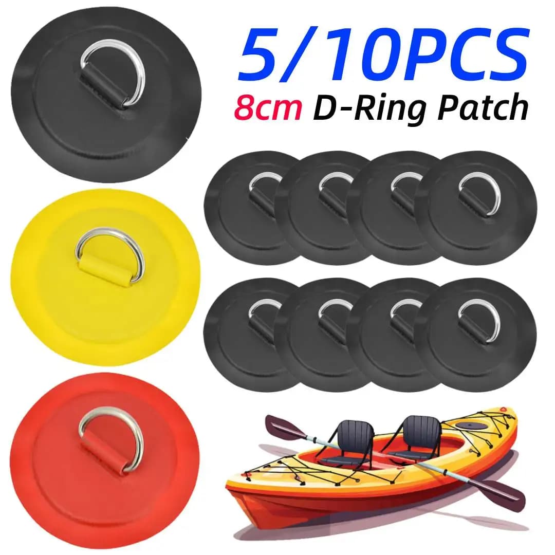 5/10 Pezzi Anello a D da 8 cm in Gomma PVC, Fibbia per Corda di Sicurezza per Barche da Pesca, Pezzo di Fissaggio per SUP e Paddle Board, per Gommone e Kayak