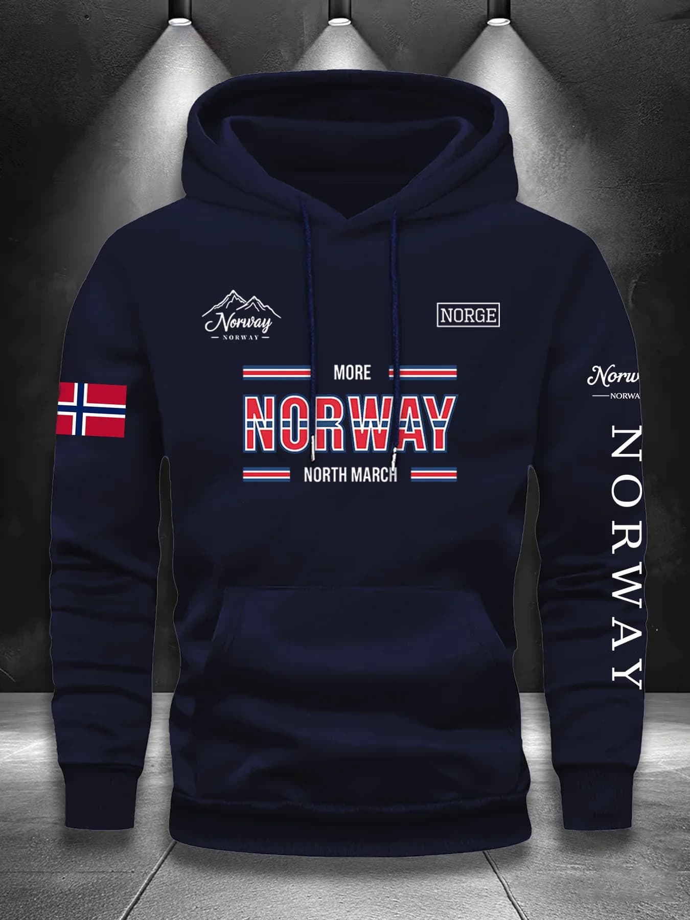 Men's Norway Flag Hoodie Sweatshirt Mountain Graphic Print Norwegian Letter Oversized Streetwear Casual Pullover Autumn Winter