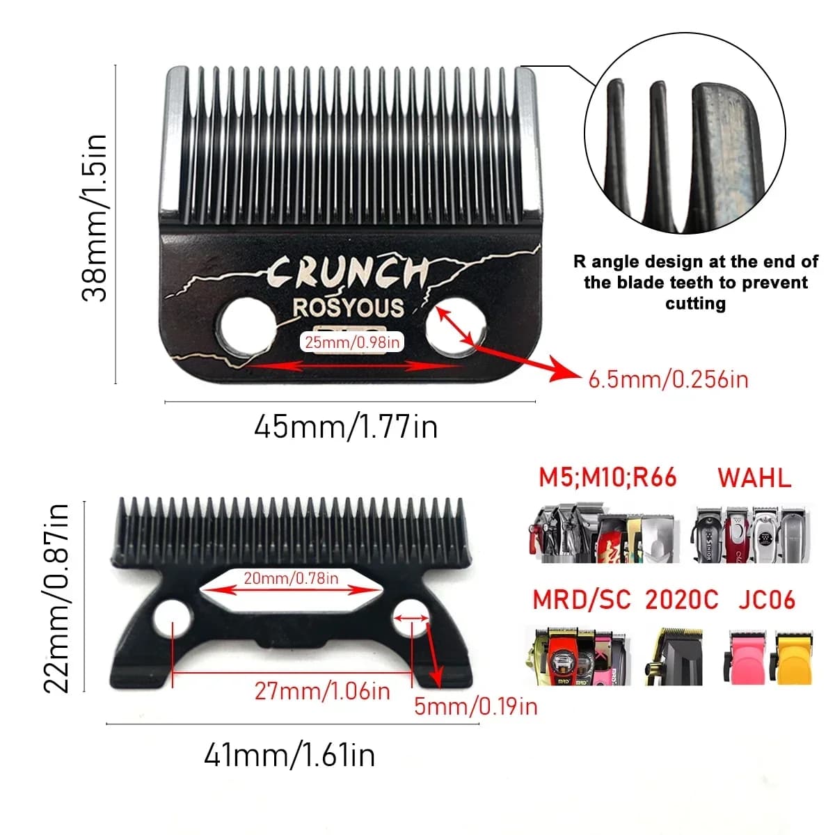 Accessori per tagliacapelli Sostituzione lama ROSYOUS CRUNCH DLC per JUCAI JC06 8148 V003 H1 R66 M10 Madeshow Wmark Kulilang VGR