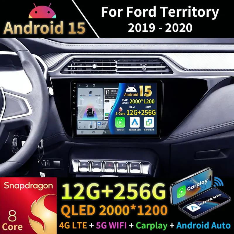 Autoradio Android 15 per Ford Territory 2019-2020, Lettore Multimediale Video, Wireless Carplay, Android Auto, Navigazione GPS, Stereo