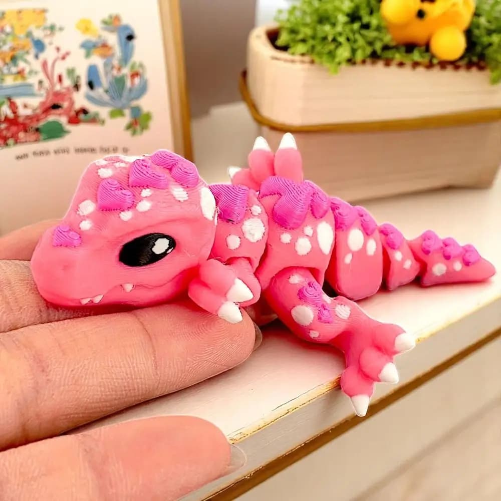 Modellino di Drago Stampato in 3D con Articolazioni Mobili, Figurina Realistica Rotabile, Artigianato Artistico 3D