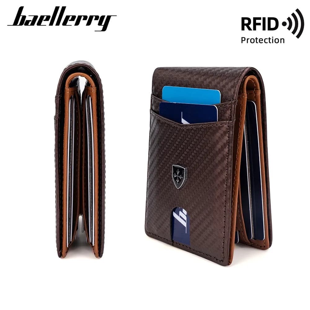 Baellerry Executive Gift Portafoglio corto da uomo sottile con blocco RFID e slot multi-carta in pelle PU essenziale