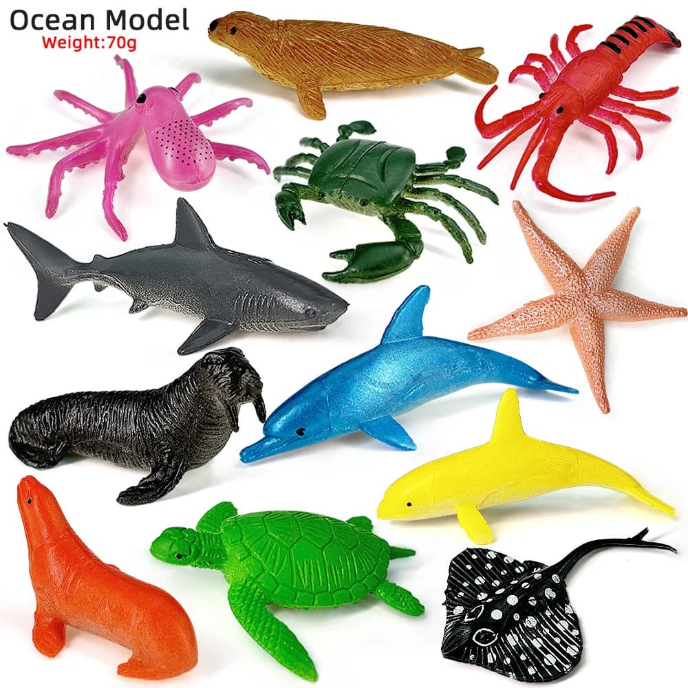 12 pezzi oceano vita marina set animali modello granchio calamari stella marina action figure giocattoli educativi per bambini regali di compleanno riconoscimento