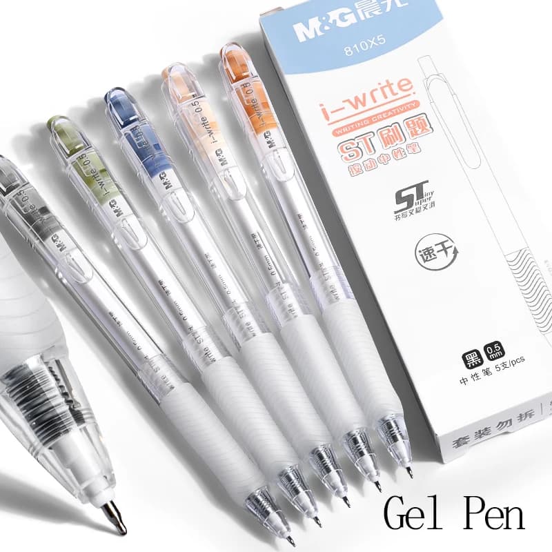 Penna gel M&G, nera 0,5 mm, inchiostro ad asciugatura rapida, punta St, nucleo penna ricaricabile, uso per esami per studenti, impugnatura morbida in gel, cancelleria per studenti