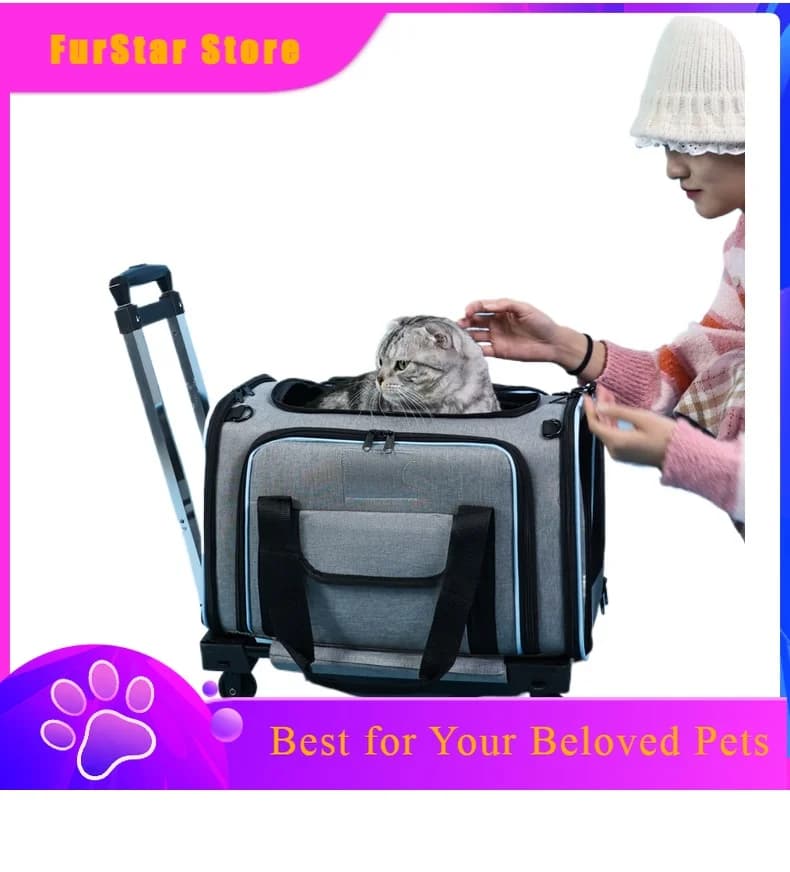 FurStar New Expandable Drawbar Pet Bag, Portable Outdoor Travel Carrier For Cats & Dogs, Breathable Portable Pet Box