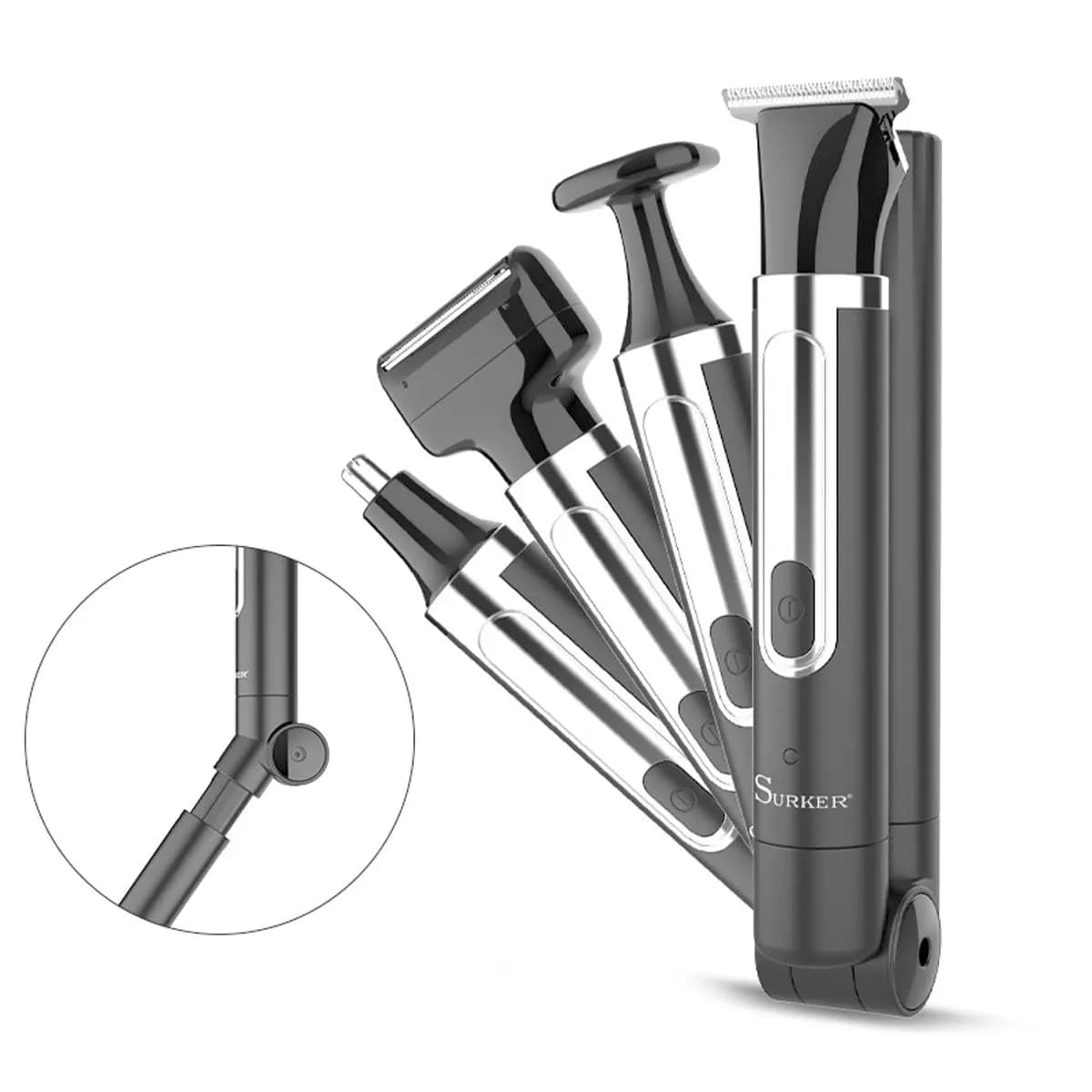 Surker Rasoio 4 in 1 per uomo Kit per toelettatura Multifunzione Lavabile per tutto il corpo Naso Tagliacapelli bagnato/secco per uso domestico Rasoio