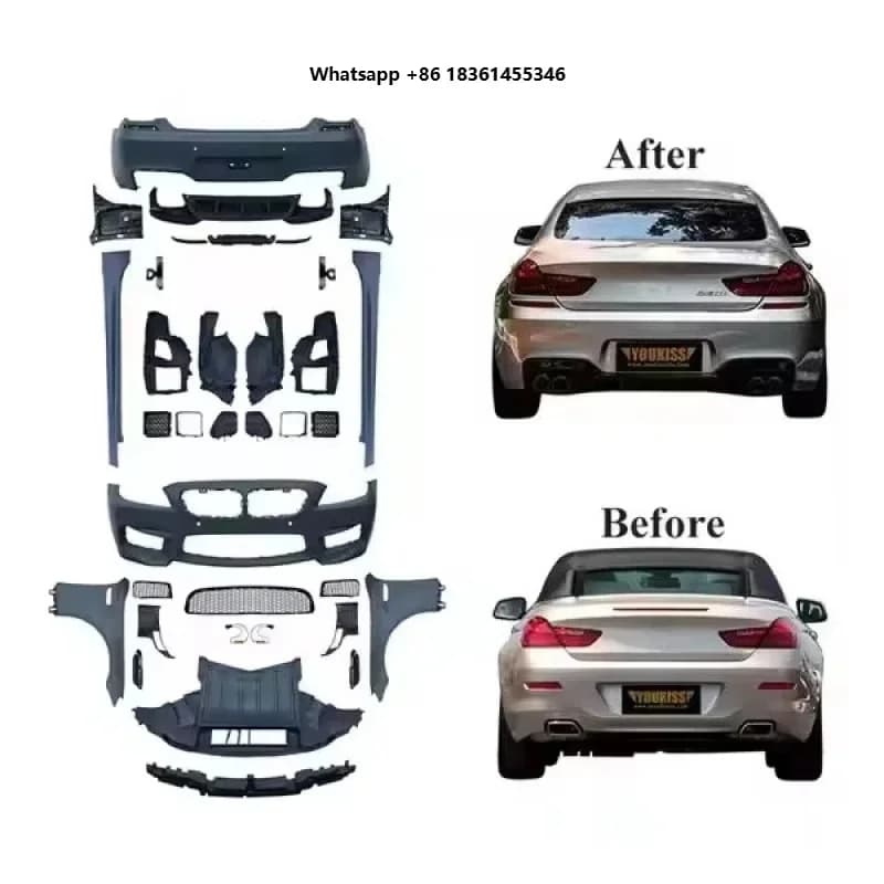 For 6 Series F12 F13 Modified Bodykit New Upgrade M6 Style Rear Bumper Front Bumper Fenders Side Skirts Diffuser Exhaustpipe