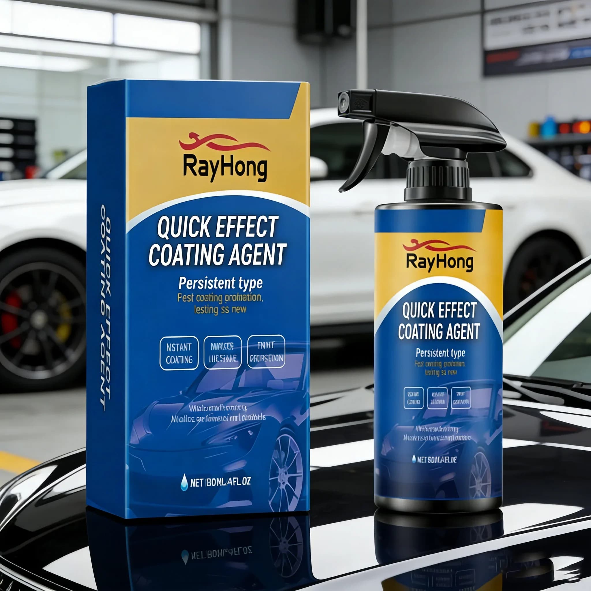Spray per Rivestimento Auto 120ml, Agente di Rivestimento ad Effetto Rapido, Cera per Auto, Spray Antigraffio, Emulsione per Pellicola Oleosa, Detergente per Vetri